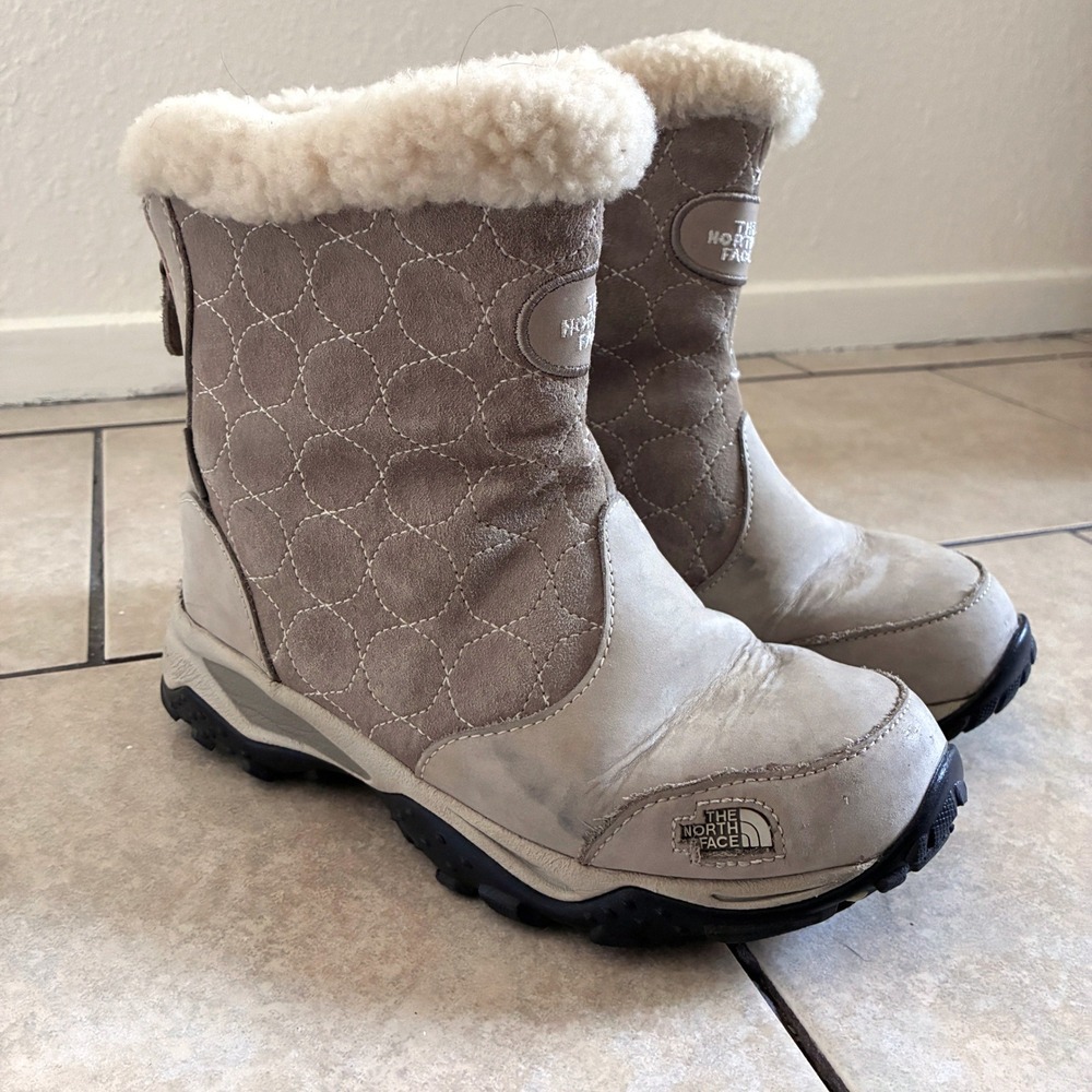 The North Face Winter Snow Boots Faux Fur Lined Womens Size 6 Taupe Waterproof